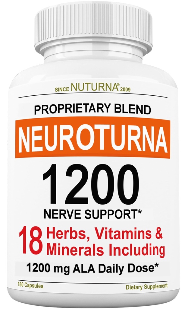 Neuropatia Supplement Supplement with 1200 mg Pure Alpha Lipoic Acid - Maksymalna wytrzymałość formuła Nerve Fortify Nerves in Fingers, Hands, Toes, & Feet - Najlepsze naturalne Nerve Relief Support - 180 Kapsułki
