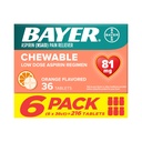 Bayer Aspiryna Niska dawka 81 mg tabletki do rozgryzania i żucia, lek przeciwbólowy, pomaranczowy, 216 tabletek (6 opakowań)