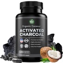 Czysty kokosowy aktywowane Kapsułki Węglowe - 180 Charcoal Pills, Pomaga z wybielanie zębów, wzdęcia i czyszczenia ciała. Non-GMO - Gluten Free, Vegan