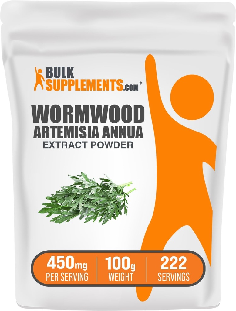 BulkSupplements.com Wormwood Extract Powder - Artemisia Annua Sourced from Sweet Wormwood Leaves, Herbal Supplement - Gluten Free, 450mg per Serving, 100g (3.5 oz) (Pack of 1)