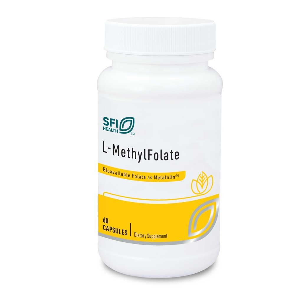 Klaire Labs SFI Health L- Methylfolate - 1000 µg Folate Wysoce Biodostępne, Hipoalergiczne 1000 Mikrogramy (1 Miligram) Metafolin L- 5- MTHF (60 Kapsułki)