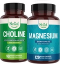Nested Naturals Choline Bitartrate & Magnezu Glycinate Chelate Stack 124; Relaxation, Sleep Support, Cognitive Performance (210 Count)