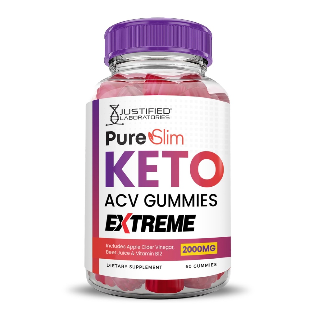 Uzasadnione Laboratoria Pure Slim Keto ACCV Gummies Extreme 2000MG PureSlim Keto Gummies Zaawansowana formuła Jabłkowa Cydr Ocet z Pomegranat Sok z buraków proszek B12 Wegan Non GMO 60 Gummys