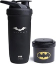Smartshake DC Comic Bundle - Batman Protein Shaker Butelka - 900ml Nieszczelna stal nierdzewna Shaker Butelka z 200 ml Protein Powder Storage Container