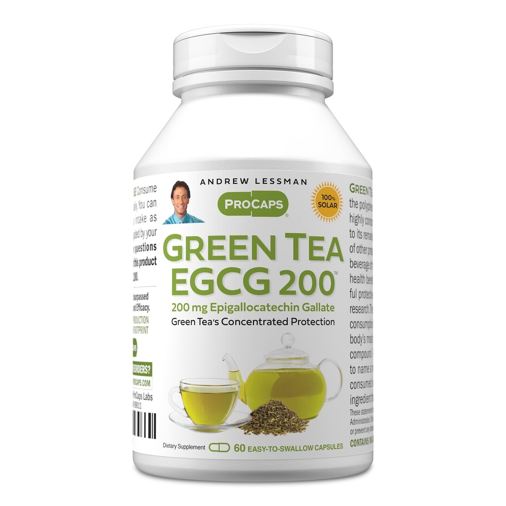 ANDREW LESSMAN Zielona herbata EGCG 200mg - 60 Kapsułki - 200 mg EGCG, Potężne przeciwutleniacze Wspomaganie zdrowej czynności wątroby, immunologiczne, Mózg, Serce i układ krążenia. Brak dodatków