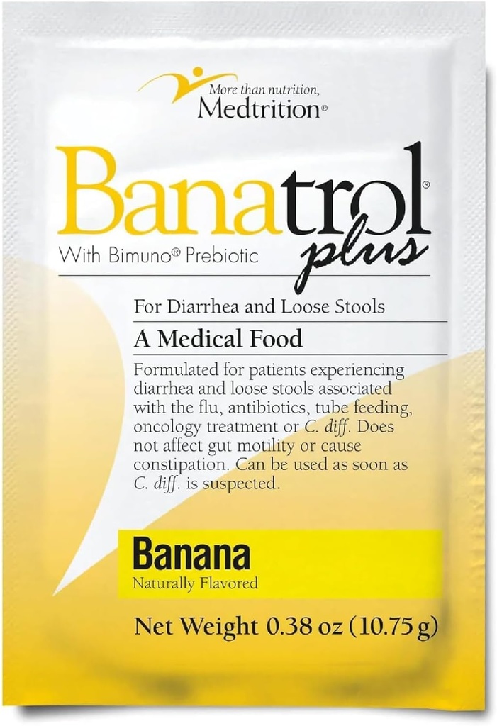 Banatrol Natural Anti- Biegunka z Prebiotykami, Ulga dla IBS, Powracająca Biegunka, Klinicznie wspomagane Medical Food, Non- Constipating (Banana)