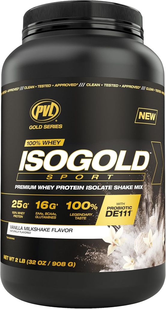 Seria PVL Gold - 100% Serwatka ISOGOLD Sport - Premium Serwatka Izolat białka - 2 LB - Vanilla Milkshake