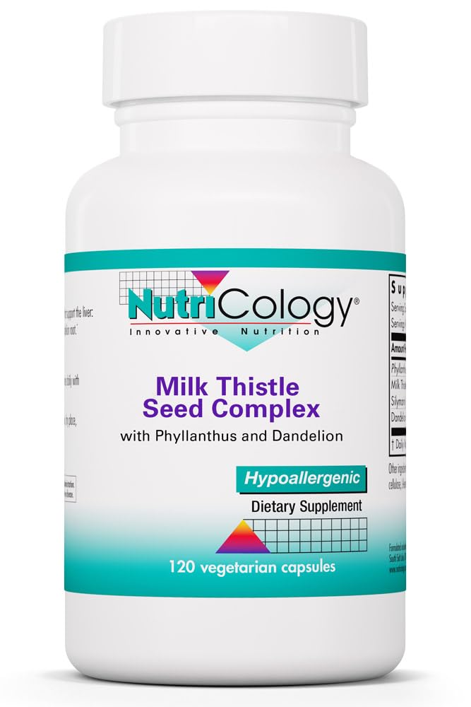 Nutricology Phyllantus Complex Supplement - wsparcie dla zdrowia wątroby, Thistle mleka, Dandelion, Detox, Cleanse, Kapsułki wegetariańskie - 120 Count