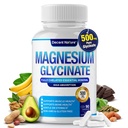 Magnezu Glicynian 500 mg Suplement magnezu - Chelatowany do wysokiej absorpcji i Biodostępności Support Sleep, Mięśnie, Kości, Skurcze, Odzysk & Energia, Wegan Non-GMO 90 Kapsułki