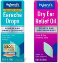 Paleta uchu Hyland 's Erache Drops 0.33 Fl Oz and Dry Ear Relief Oil, Relieve Ear Irritation Fast, for Itchy and Dry Iritated Ears, Ages 2 and up, Day and Night Drops, 0.5 unce