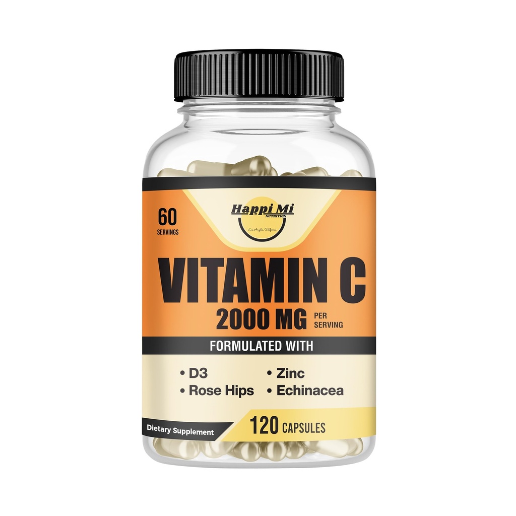Witamina C 2000MG, Cynk 40 mg, Witamina D3 5000 IU, Ekstrakt Echinacea, Rose Hip, Wsparcie immunologiczne dla dorosłych i dzieci, Wzmacniacz immunologiczny, 120 Vegan Caps, 60 Day Supply, Nie GMO, Nie Filler