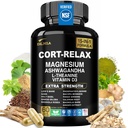 Super Calm Cortisol Suplement z Magnezu Glycinate, Ashwagandha KSM- 66, L- Theanine, Fosfatydylseryna, Ginkgo Biloba & Lions Mane for Calm, Focus, Mental Clarity, Relaxation, Sen, Energia