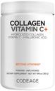 Codeage Collagen Peptydes Powder + Witamina C - 20g Kolagen Grass- Fed Per Serving - Enzymy trawienne, Kwas hialuronowy, 18 Acidów Amino- Zhydrolizowane Białko Kolagenowe - Nie-GMO, Unflavored - 9.98 oz
