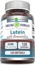 Amazing Supples Lutein 20 mg with Zeaxanthina 800 mcg indi124; Softgels Supplement individual 124; Non-GMO individual 124; Gluten Free indicated 124; Made in USA (120 Count)