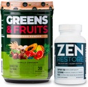 Nutrologia Zielone & Owoce Powder- Naturalne zasolone Superfood, Wanilia Cynamon (30 Służenia) Zen Natural Magnezu Suplement (30 Służenia)