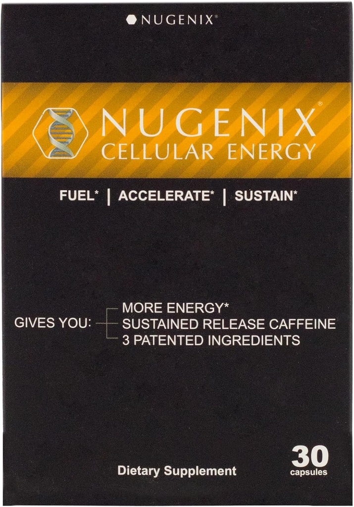 Nugenix Energia komórkowa - Suplementy energetyczne - L- Karnityna i L- Tartrate, ElevatP, Rozszerzona kofeina uwalniania, L- Tyrozyna, 30 Licznik