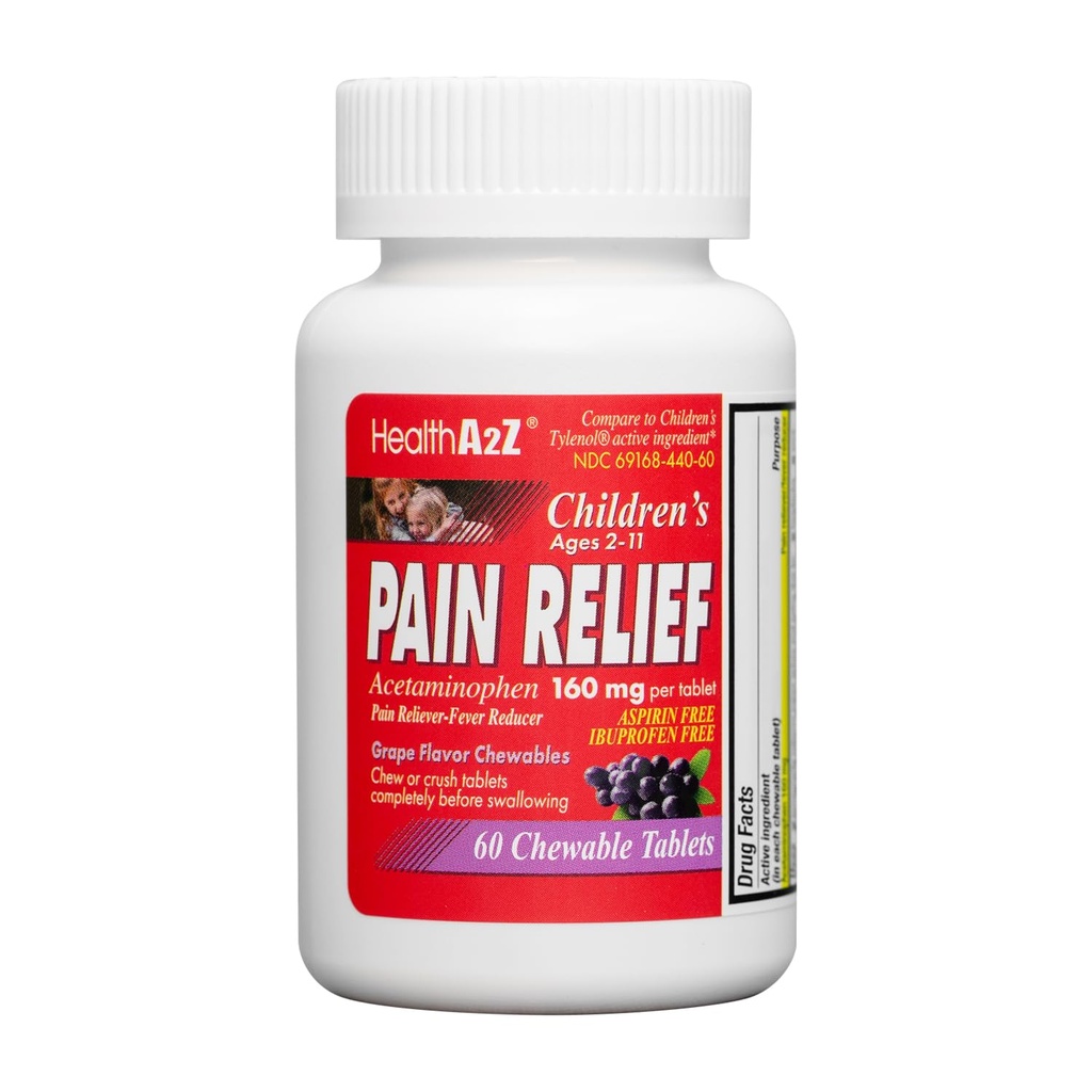 HealthA2Z ® Relief do żucia dla dzieci 124; Acetaminofen 160mg 124; Tabletki do żucia 124; Winogrona do żucia do żucia do żucia