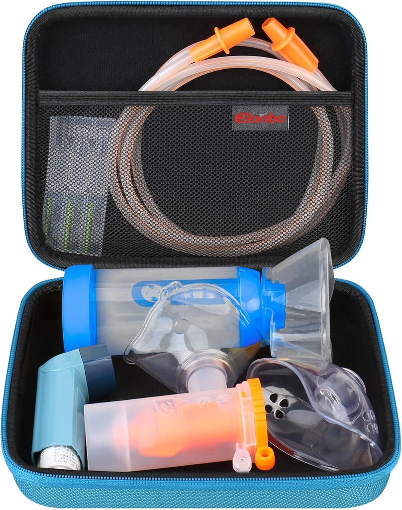 Elonbo Case Caring Assistance for Nebulizer Replacement Parts Zestawy / Astma Inhaler / Inhaler Spacer Masks / Nebulizer Tubing Mouthpiece Akcesoria Wymiana Zestaw, Ręczny Inhaler Nebulizer Bag (tylko przypadku)