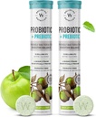 WELLBEING NUTRITION Daily Probiotic + Prebiotic 124; Plant Based Assembly 124; 18 Billion CFU, 6 Szczepów dla mężczyzn i kobiet z organicznym włóknem prebiotycznym do trawienia, Gut Health, Metabolizm 124; 42 Table musujące