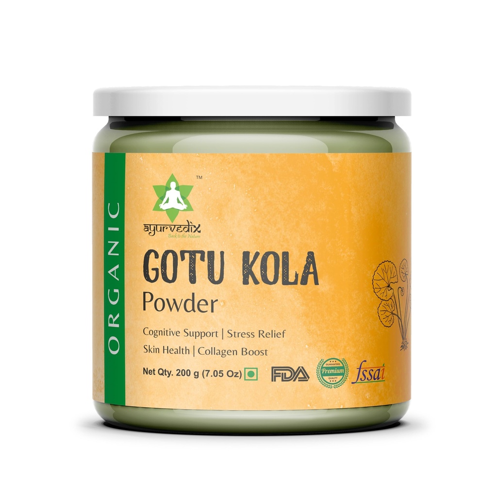 Organic Gotu Kola Powder - Ziołowe Suplementy zwiększa odporność & Sup0ports Trawienie 124; Non-GMO & Gluten- Free - Centella Asiatica - Mandupakarni Powder i Brahmi Powder - 7.05 Oz / 200g