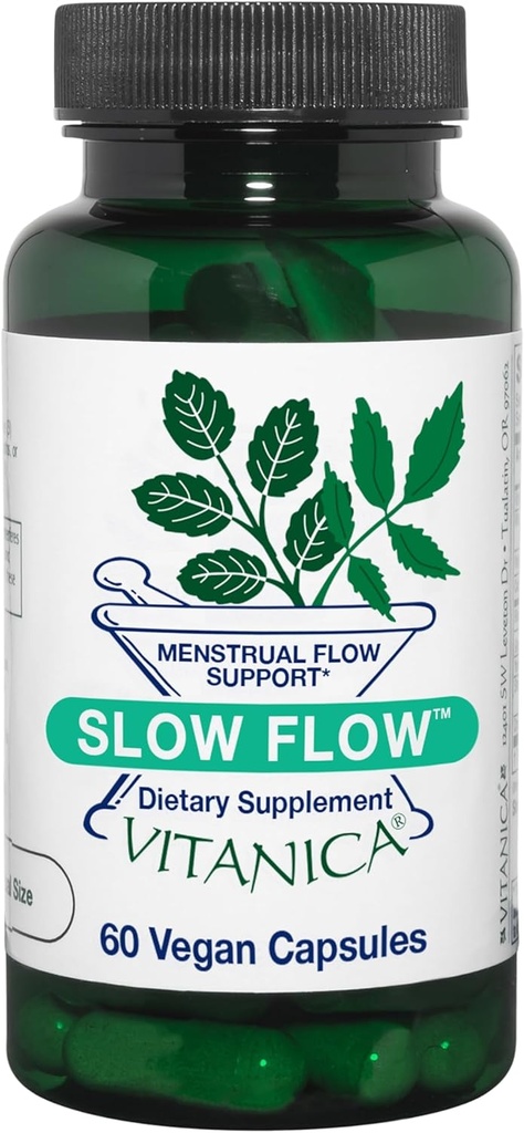 Vitanica Slow Flow, Menstrual Flow Support, Vegan, 60 Kapsułek (Slow Flow Pro Logo)