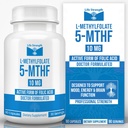 L- Metylfolate 10 MG, Zoptymalizowany i wysoce bioaktywny folian metylowy, suplement 5-MTHF do nastrojów i wsparcia immunologicznego, Natural Diet Supplement for Energy, Non-GMO & Gluten- Free, 90 kapsułki