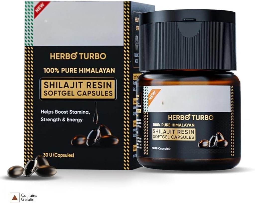 Shilajit Kapsułki Softgels, dla Boosting Energy, Endurance & Stamina, 30 Softge Energy & Promowanie odzyskiwania mięśni, l Kapsułki