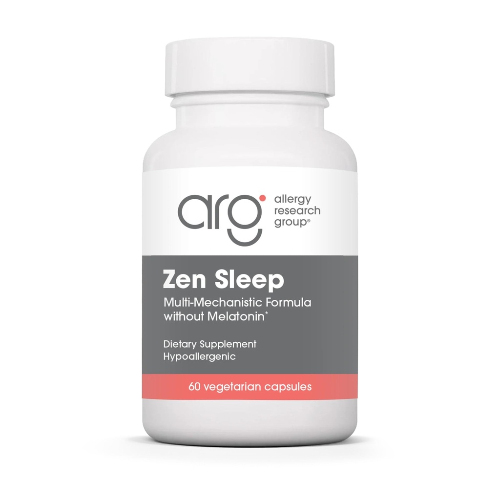 Alergy Research Group Zen Sleep - GABA L- Theanine Sleep Supplement dla dorosłych z P5P, 5- HTP i witaminy B6, Natural Aid for Calm, Restful REM - 60 Kapsułki wegetariańskie