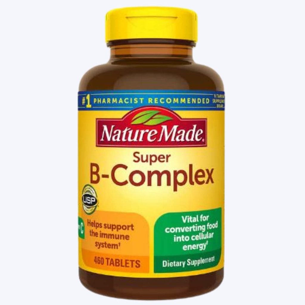Nature Made Super B Energy Complex, Dietary Supplement for Brain Cell Function Support, Energy Support & Nervous System Support, 460 Tablets, 460 Day Supply Fast RE-Order Card.