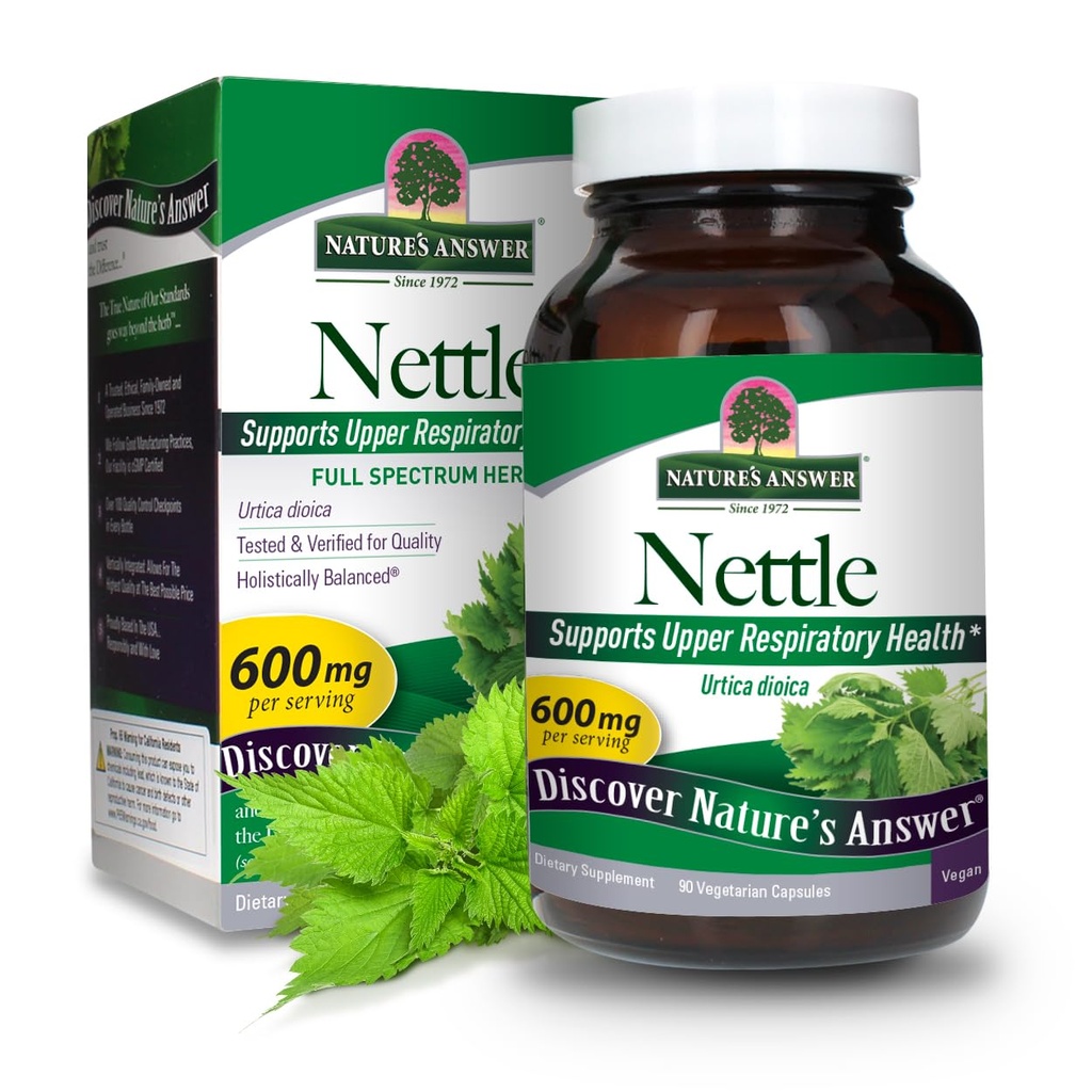 Odpowiedź natury Nettle Leaf Vegan kapsułki 90 Hrabia 124; Wsparcie prostaty 124; Energia naturalna 124; Wsparcie immunologiczne 124; Suplement dzienny