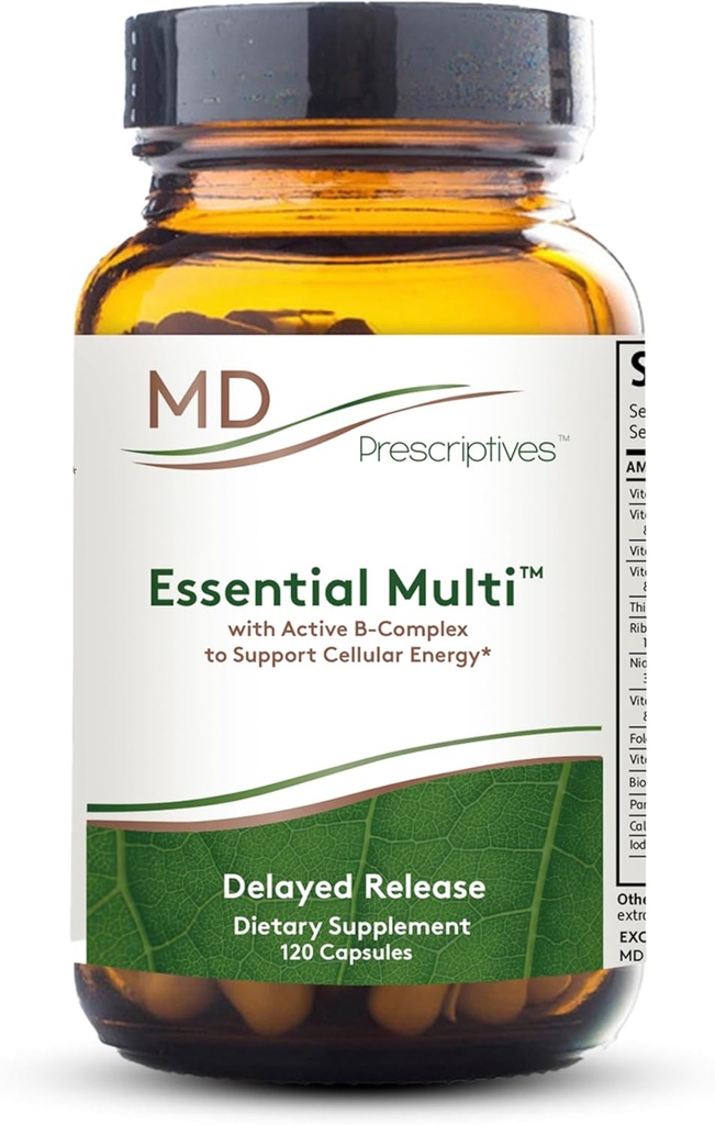 MD Prescriptives - Essential Multi (Opóźnione uwolnienie) - Multivitamin Mineral Complex Supplement for Enhanced Hormon Support - 120 kapsułki
