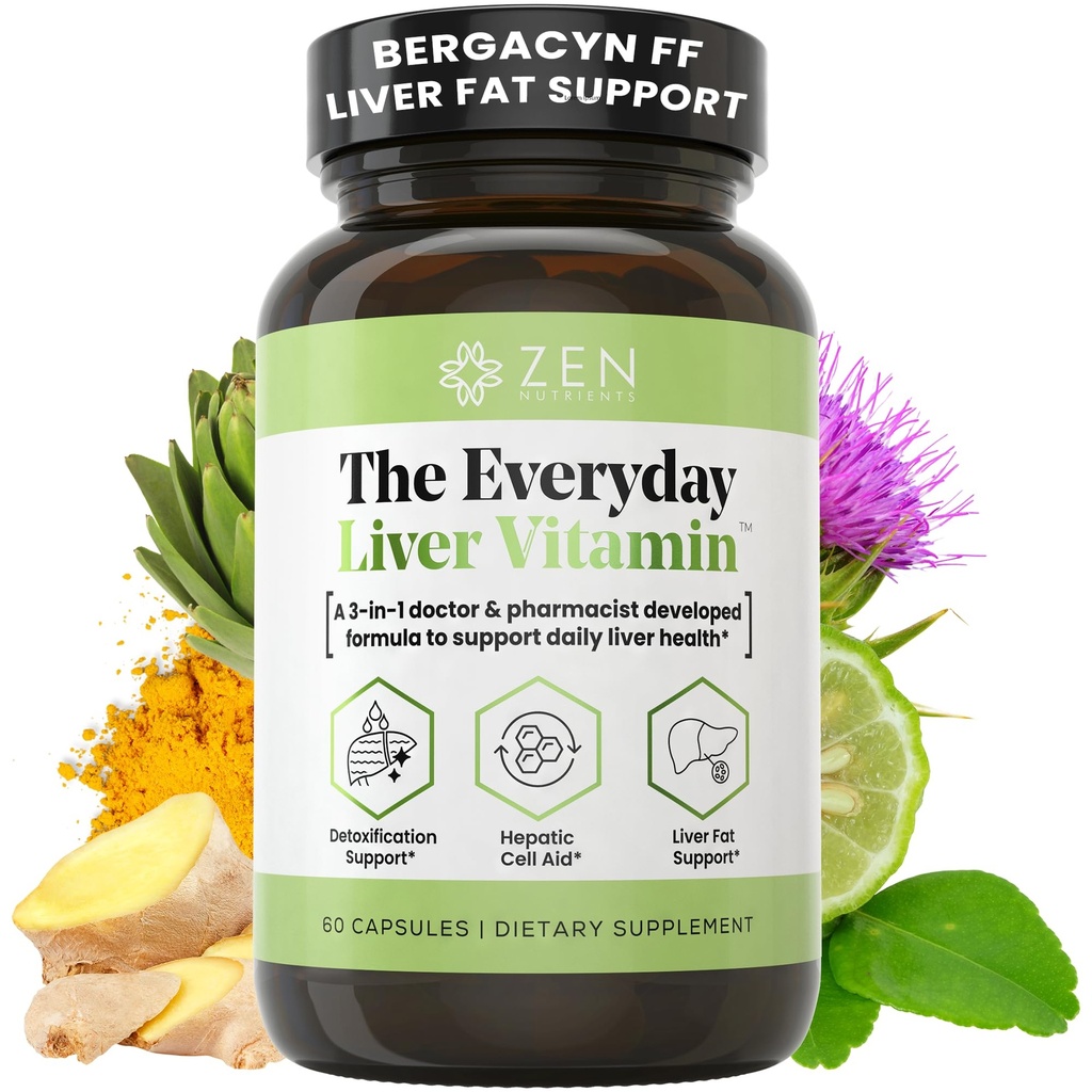Zen Nutrigents The Everyday Liver Witamina - Detox i Repair Liver Cleanse z Bergacyn FF, Organic Milk Thistle, Dandelion Root & Artichook Extract for Liver Health - Tłuszcz wsparcia wątroby