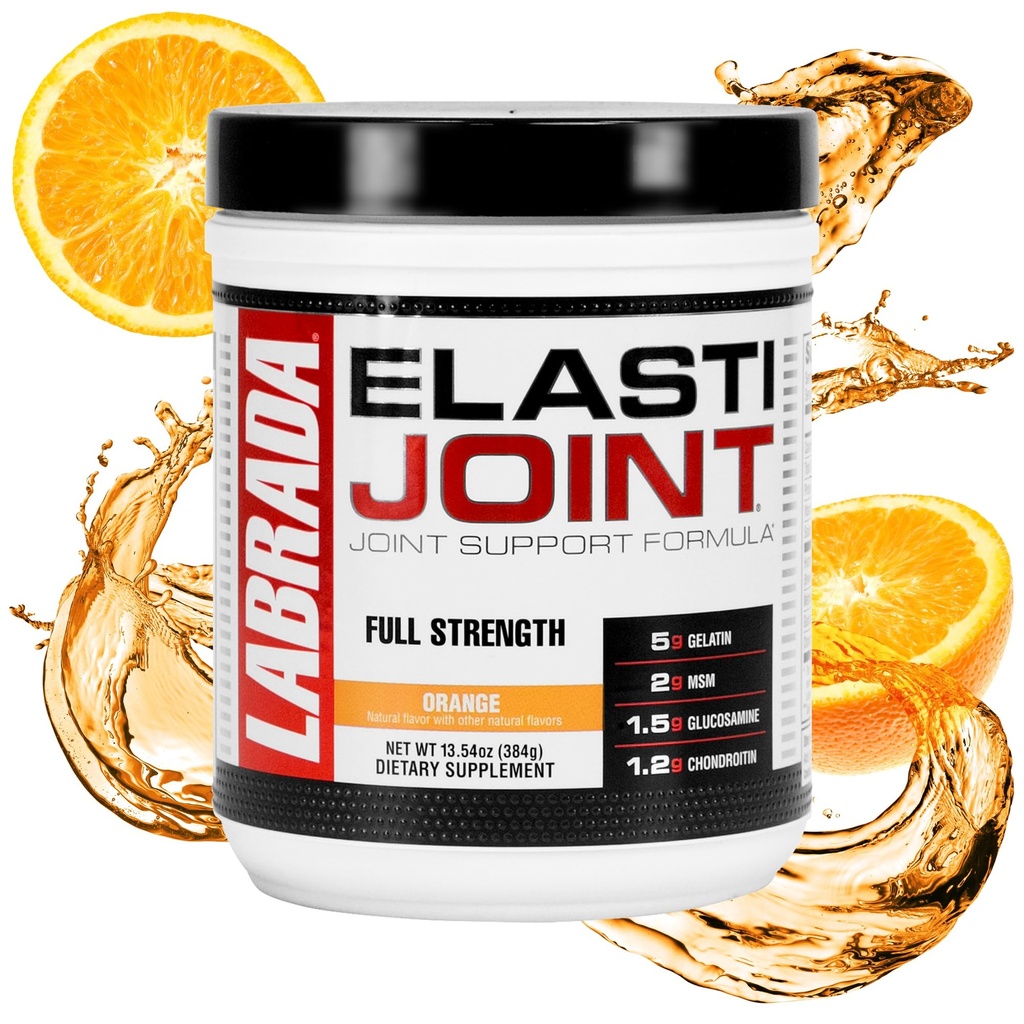 Labrada Nutrition Elastistaint, Flavor pomarańczowy, Glukozamina Joint Supplement Supplement dla mężczyzn i kobiet, Joint Relief & Bone Health Supplement with MSM, Glukozamina Chondroitin MSM Gluten- Free