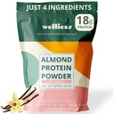 Wellious Proszek z białka migdałowego (Vanilla) - 18 Grams Pure Healthiest Vegan Protein for Women & Men - Perfect gluten- Free, Soy- Free & Smooth Gut Friendly Protein Powder for Sports Nutrition