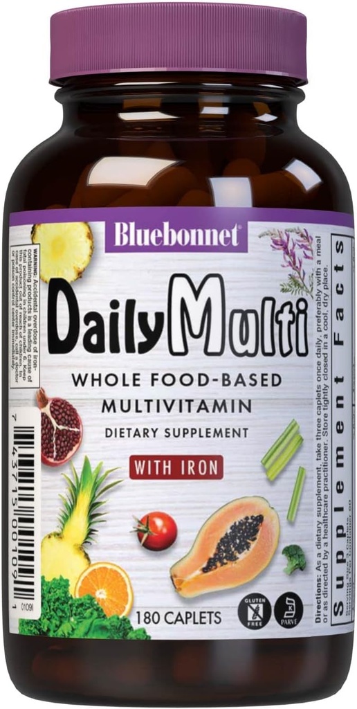 Bluebonnet Nutrition Super Earth MultiNutricent Formuła (z żelaza), do codziennego wsparcia żywieniowego, Gluten- Free, Kosher Certified, Dairy Free, Wegetariański Przyjazny, 60 Służenia, Zielony, 180 Hrabia