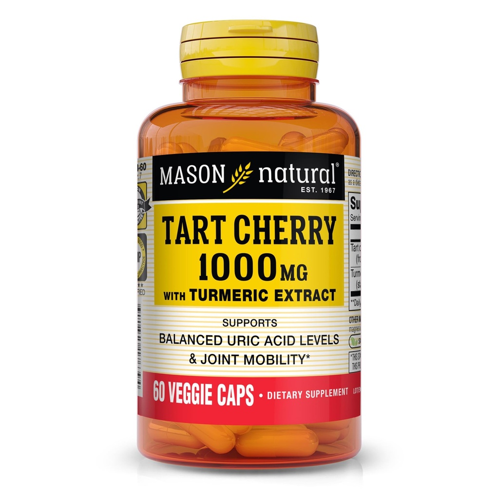 MASON NATURAL 1000mg Tart Cherry Extract ze standaryzowaną Turmeric, 60 Day Supply kapsułki do wspólnego wsparcia