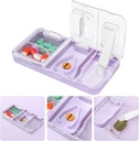 Toplive Portable 3- in-1 Pill Cutter i Pill Grilder i Pill Holder, Dokładne łatwe cięcie, kruszarka medykacyjna dla małych dużych tabletek, Rozdzielacz witamin dla starszych dzieci, Fioletowy