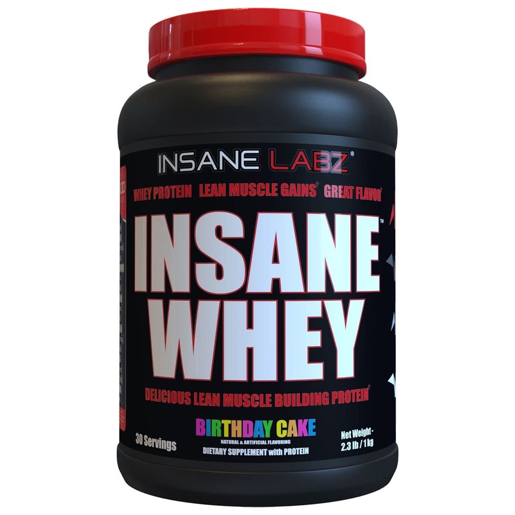 Szalony Labz Szalona Serwatka, 100% Muscle Building Serwatka Protein, BCAA Amino Profil, Mass Gainer, Meal Replacement (Tort urodzinowy, 30 Służenia)