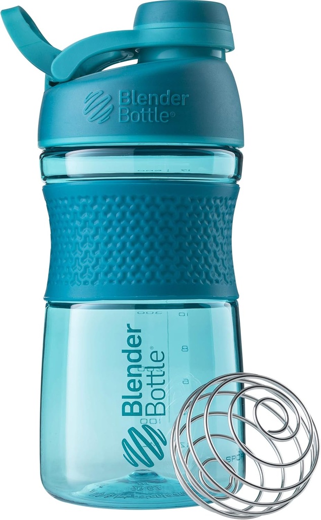 BlenderBottle 20oz SportMixer Butelki shaker białkowy, Black & Teal, Bundle of 2