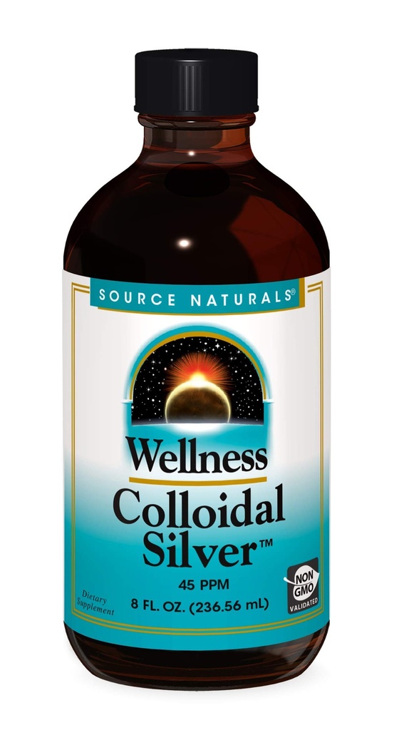 Źródło Naturals Wellness Colloidal Silver 45 ppm, Wspiera fizyczne dobre samopoczucie * - 8 Fluid oz