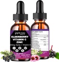 Organiczny syrop z Elderberry, płynne krople Witamina z Elderberry C i Cynk dla dorosłych, 11- in-1 Sambucus Black Elderberry Tincture w / Witamina D3, Sea Moss Black Seed, Elderberry suplement wsparcia immunologicznego