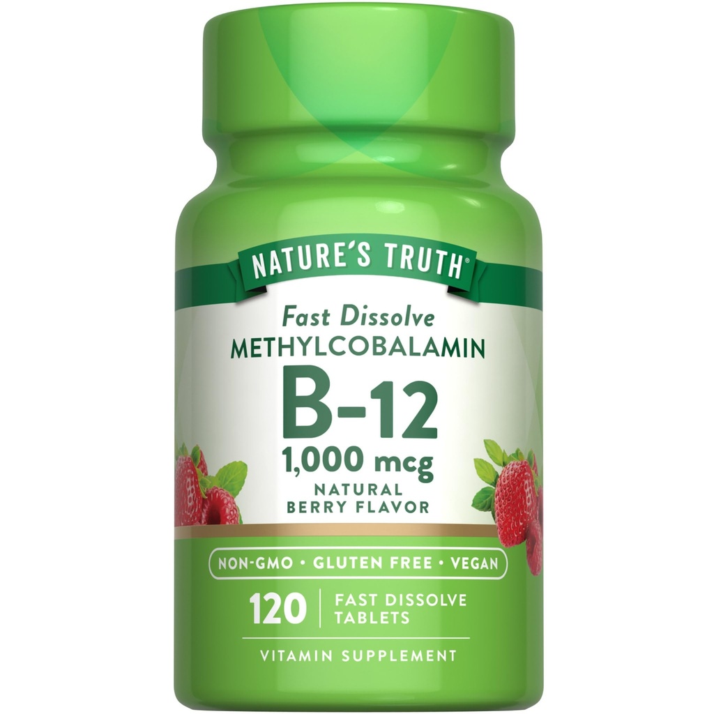 Nature 's Truth B12 Witamina tabletki podjęzykowe 124; 1000 µg 124; 120 Hrabia 124; Wegan, Non-GMO & Gluten Free