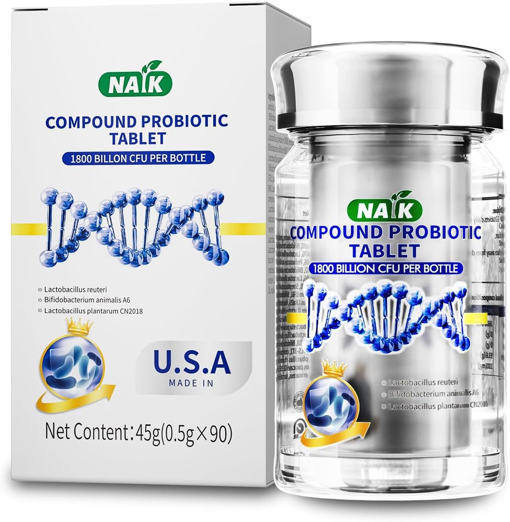 NAIK Probiotyka 1800 Miliard CFU - 10 Szczepów + Prebiotyki Organiczne - Immune, Digestive & Gut Zdrowie - Wspiera sporadyczne zaparcia, Biegunka, Gaz & Bloating - dla kobiet i mężczyzn - 45ct