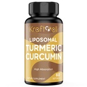 Kurkumina liposomalna Suplement 2200 mg z Black Pepper Extract 15 mg do Wysokiej Wchłaniania i Wspólnej Funkcji, 60 Softgels dla dorosłych