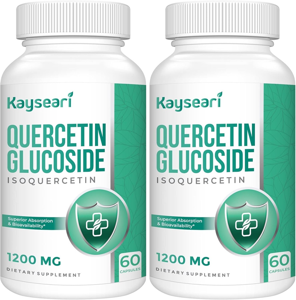 Quercetin Glukozyd 1200mg Suplementy - Isoquercetin z 6X Biodostępność, 120 Kapsułki wegetariańskie, Zawiera czarny pieprz i rutyna dla Max Wchłanianie