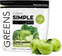 Czyste proste jedzenie Super Zielone Proszek, naturalnie pachnące Zielone Proszek z Chlorella, Spirulina, Superfoods & Fiber prebiotyczny, Brak sztucznych składników, Gluten Free, Zielone jabłko Flavor, 30 Służenie