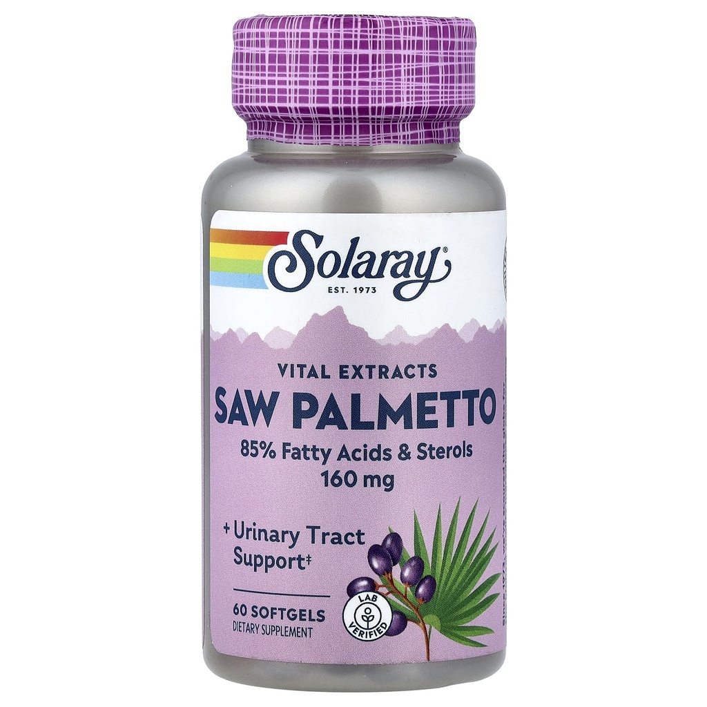 Solaray Saw Palmetto 160mg XI124; American Saw Palm XI124; 60 Perłów