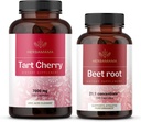 HERBAMAMA Tart Cherry and Beet Root Kit - Zestaw 7000 mg Tart Cherry & 21: 1 Koncentrat Buraka Root Capsules - Vegan, Non-GMO, Żelatyna - 2 opakowania