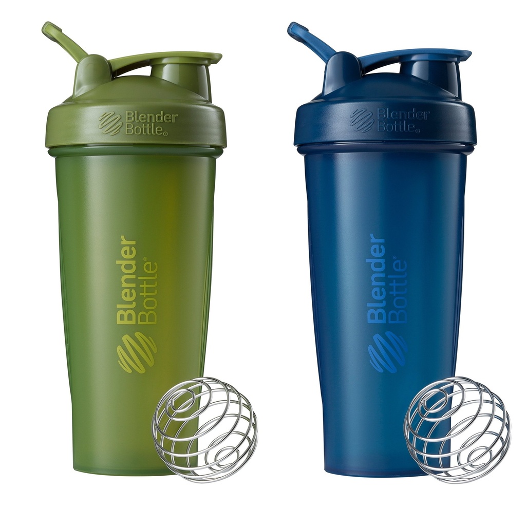 BlenderBottle Classic Shaker Butelka Perfect for Protein Shakes and Pre Workout, 28- Ounce (2 Pack), Moss i Navy